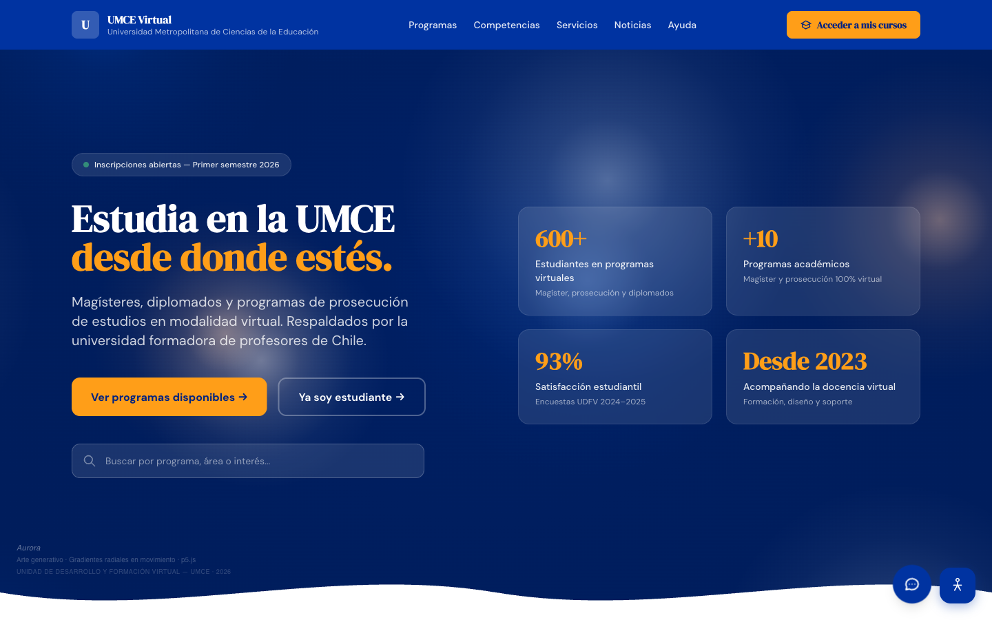 Portal Hero con Arte Generativo